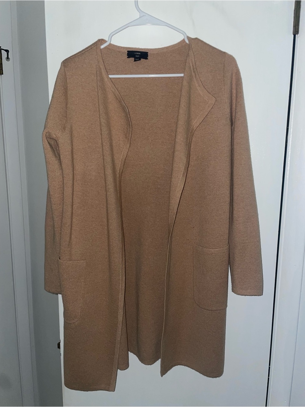J. Crew 365 Open-Front Camel Knit Cardigan Sweater